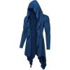 COOFANDY Long Hooded Cardigan Ruffle Shawl Collar Open Front Lightweight Drape Cape Overcoat with Pockets(Navy Blue)