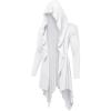 COOFANDY Long Hooded Cardigan Ruffle Shawl Collar Open Front Lightweight Drape Cape Overcoat with Pockets(White)
