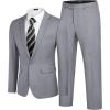 COOFANDY Men 2 Piece Suits One Button Blazer Jacket Tuxedo Slim Fit Suit Pant(Light Grey)