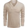 COOFANDY Men Casual Knitted Sweaters Shawl Collar Dress Sweater Long Sleeve V-Neck Pullover Tops(Apricot)