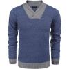 COOFANDY Men Casual Knitted Sweaters Shawl Collar Dress Sweater Long Sleeve V-Neck Pullover Tops(Blue)