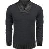 COOFANDY Men Casual Knitted Sweaters Shawl Collar Dress Sweater Long Sleeve V-Neck Pullover Tops(Dark Grey)