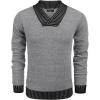 COOFANDY Men Casual Knitted Sweaters Shawl Collar Dress Sweater Long Sleeve V-Neck Pullover Tops(Grey)
