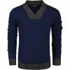 COOFANDY Men Casual Knitted Sweaters Shawl Collar Dress Sweater Long Sleeve V-Neck Pullover Tops(Navy Blue)