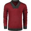 COOFANDY Men Casual Knitted Sweaters Shawl Collar Dress Sweater Long Sleeve V-Neck Pullover Tops(Red)