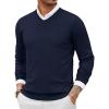 COOFANDY Men Casual V Neck Sweater Ribbed Knit Slim Fit Long Sleeve Pullover Top(Blue)