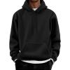 COOFANDY Men Cotton Fleece Hooded Sweatshirt Casual Long Sleeve Hoodies Pullover Fashion Drawstring Hoodie with Kanga Pocket(Black)
