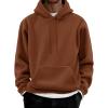 COOFANDY Men Cotton Fleece Hooded Sweatshirt Casual Long Sleeve Hoodies Pullover Fashion Drawstring Hoodie with Kanga Pocket(Brown)