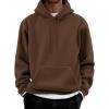 COOFANDY Men Cotton Fleece Hooded Sweatshirt Casual Long Sleeve Hoodies Pullover Fashion Drawstring Hoodie with Kanga Pocket(Dark Brown)