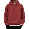 COOFANDY Men Cotton Fleece Hooded Sweatshirt Casual Long Sleeve Hoodies Pullover Fashion Drawstring Hoodie with Kanga Pocket(Deep Red)