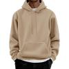 COOFANDY Men Cotton Fleece Hooded Sweatshirt Casual Long Sleeve Hoodies Pullover Fashion Drawstring Hoodie with Kanga Pocket(Khaki)