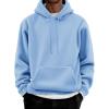 COOFANDY Men Cotton Fleece Hooded Sweatshirt Casual Long Sleeve Hoodies Pullover Fashion Drawstring Hoodie with Kanga Pocket(Light Blue)