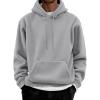 COOFANDY Men Cotton Fleece Hooded Sweatshirt Casual Long Sleeve Hoodies Pullover Fashion Drawstring Hoodie with Kanga Pocket(Light Gray)