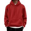 COOFANDY Men Cotton Fleece Hooded Sweatshirt Casual Long Sleeve Hoodies Pullover Fashion Drawstring Hoodie with Kanga Pocket(Red)