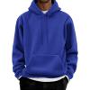 COOFANDY Men Cotton Fleece Hooded Sweatshirt Casual Long Sleeve Hoodies Pullover Fashion Drawstring Hoodie with Kanga Pocket(Royal Blue)