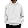 COOFANDY Men Cotton Fleece Hooded Sweatshirt Casual Long Sleeve Hoodies Pullover Fashion Drawstring Hoodie with Kanga Pocket(White)