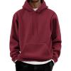 COOFANDY Men Cotton Fleece Hooded Sweatshirt Casual Long Sleeve Hoodies Pullover Fashion Drawstring Hoodie with Kanga Pocket(Wine Red)