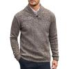 COOFANDY Men Dress Sweater Shawl Collar Sweatshirt Fashion Light Fleece Sweatshirt Dark Blue(Brown and White)