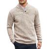COOFANDY Men Dress Sweater Shawl Collar Sweatshirt Fashion Light Fleece Sweatshirt Dark Blue(Light Khaki)