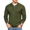 COOFANDY Men Henley Knit Sweater Dress Long Sleeve Button Pullover Sweater Casual Sweater Lightweight Slim Fit Tops(Army Green/Black)