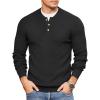 COOFANDY Men Henley Knit Sweater Dress Long Sleeve Button Pullover Sweater Casual Sweater Lightweight Slim Fit Tops(Black)