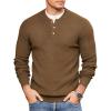 COOFANDY Men Henley Knit Sweater Dress Long Sleeve Button Pullover Sweater Casual Sweater Lightweight Slim Fit Tops(Brown)
