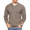 COOFANDY Men Henley Knit Sweater Dress Long Sleeve Button Pullover Sweater Casual Sweater Lightweight Slim Fit Tops(Brown and Grey)