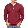 COOFANDY Men Henley Knit Sweater Dress Long Sleeve Button Pullover Sweater Casual Sweater Lightweight Slim Fit Tops(Deep Red)