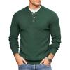 COOFANDY Men Henley Knit Sweater Dress Long Sleeve Button Pullover Sweater Casual Sweater Lightweight Slim Fit Tops(Green)