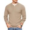 COOFANDY Men Henley Knit Sweater Dress Long Sleeve Button Pullover Sweater Casual Sweater Lightweight Slim Fit Tops(Khaki)
