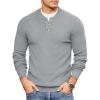 COOFANDY Men Henley Knit Sweater Dress Long Sleeve Button Pullover Sweater Casual Sweater Lightweight Slim Fit Tops(Light Grey)