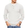 COOFANDY Men Henley Knit Sweater Dress Long Sleeve Button Pullover Sweater Casual Sweater Lightweight Slim Fit Tops(White)