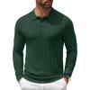 COOFANDY Men Knit Long Sleeve Polo Shirts Casual Dress Collared Sweater Pullover Button Down Golf Polo Shirts(Green)