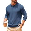 COOFANDY Men Long Sleeve Polo Sweater Knitted Polo Slim Fit Waffle Collared Pullover Sweater(Peacock Blue)