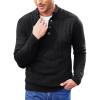 COOFANDY Men Mock Neck Button Sweater Casual Knitted Sweaters Fashion Henley Sweater(Black)
