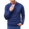 COOFANDY Men Mock Neck Button Sweater Casual Knitted Sweaters Fashion Henley Sweater(Blue)