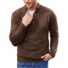 COOFANDY Men Mock Neck Button Sweater Casual Knitted Sweaters Fashion Henley Sweater(Brown)