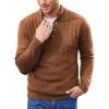 COOFANDY Men Mock Neck Button Sweater Casual Knitted Sweaters Fashion Henley Sweater(Caramel)