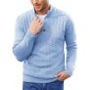 COOFANDY Men Mock Neck Button Sweater Casual Knitted Sweaters Fashion Henley Sweater(Clear Blue)