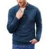 COOFANDY Men Mock Neck Button Sweater Casual Knitted Sweaters Fashion Henley Sweater(Deep Blue)