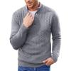 COOFANDY Men Mock Neck Button Sweater Casual Knitted Sweaters Fashion Henley Sweater(Gray)
