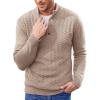 COOFANDY Men Mock Neck Button Sweater Casual Knitted Sweaters Fashion Henley Sweater(Khaki)