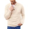 COOFANDY Men Mock Neck Button Sweater Casual Knitted Sweaters Fashion Henley Sweater(Light Khaki)