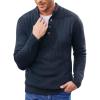COOFANDY Men Mock Neck Button Sweater Casual Knitted Sweaters Fashion Henley Sweater(Navy Blue)