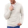 COOFANDY Men Mock Neck Button Sweater Casual Knitted Sweaters Fashion Henley Sweater(White)
