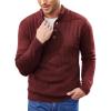 COOFANDY Men Mock Neck Button Sweater Casual Knitted Sweaters Fashion Henley Sweater(Wine Red)