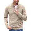 COOFANDY Men Quarter Button Sweater Pullover Cable Knit Henley Mock Neck Sweater(Beige)