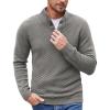 COOFANDY Men Quarter Button Sweater Pullover Cable Knit Henley Mock Neck Sweater(Grey)