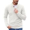 COOFANDY Men Quarter Button Sweater Pullover Cable Knit Henley Mock Neck Sweater(White)
