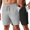 COOFANDY Men’s 2 Pack Workout Gym Shorts 7 Inch / 5 Inch Athletic Shorts Lightweight Casual Jogger Short with Zipper Pockets(Black / Grey)